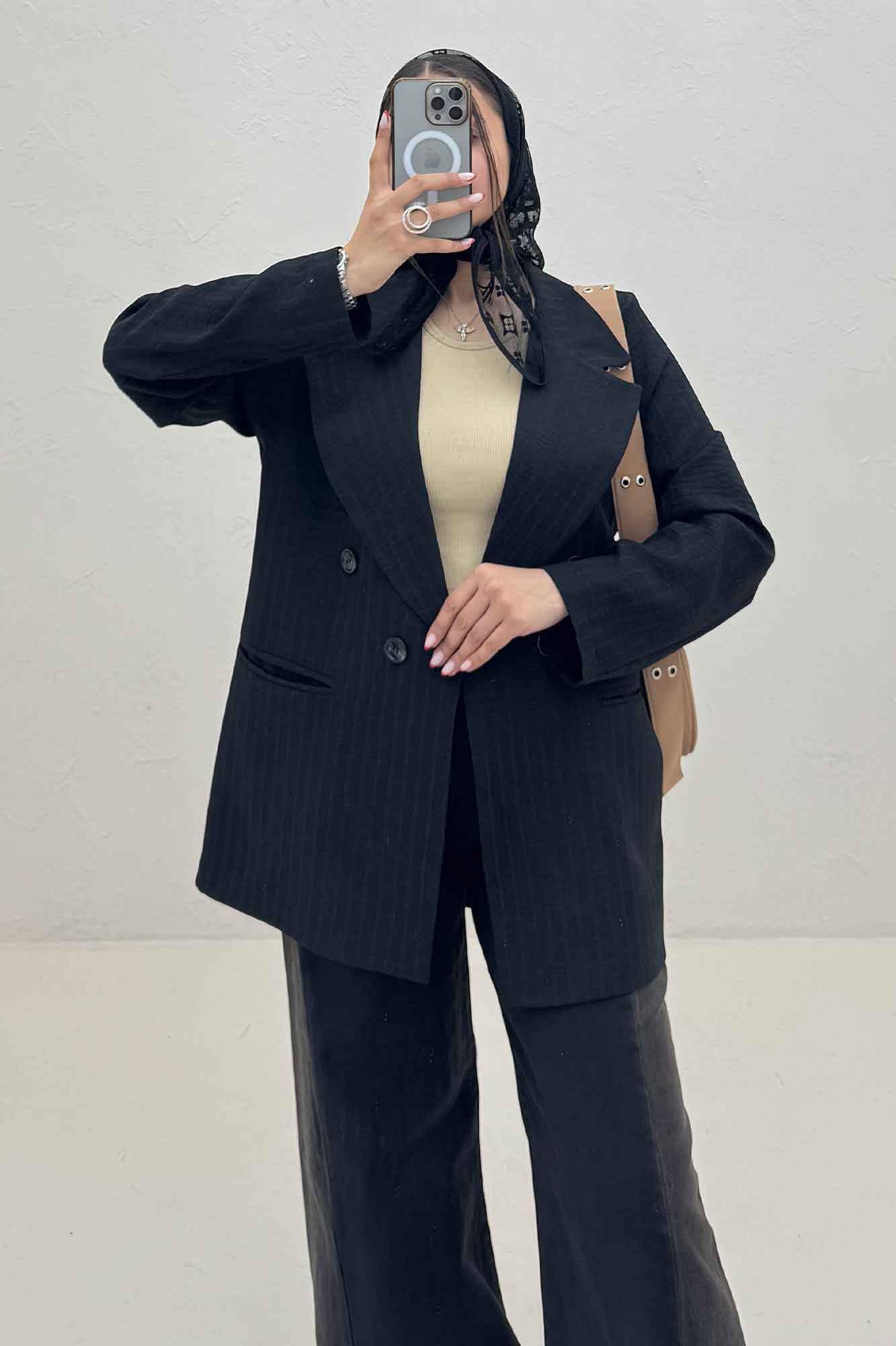 کت شانتون راه راه جیب فیلتو ایشیل