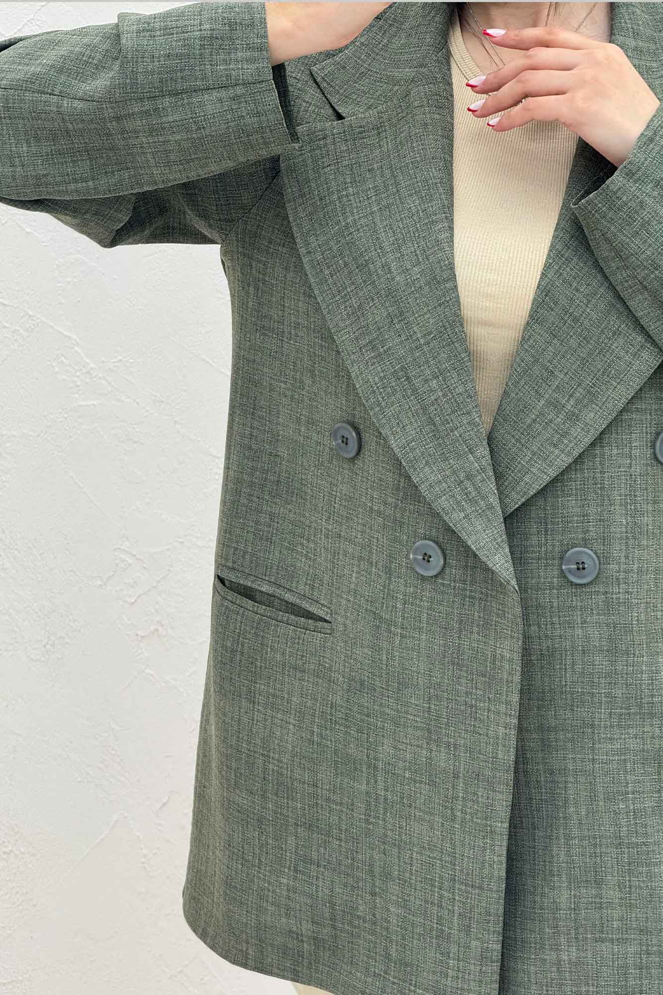 کت شانتون راه راه جیب فیلتو ایشیل