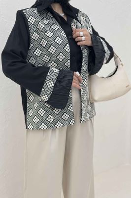 کت سوزن دوزی لینن تیکه ساتن طرح 6