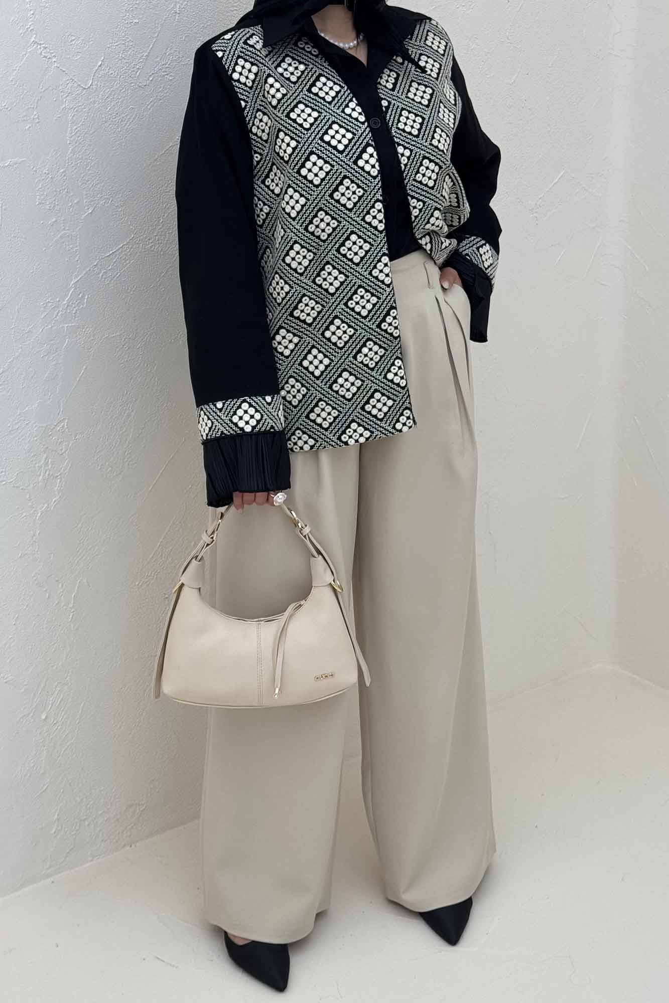 کت سوزن دوزی لینن تیکه ساتن طرح 6