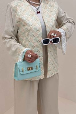 کت سوزن دوزی لینن تیکه ساتن طرح 1