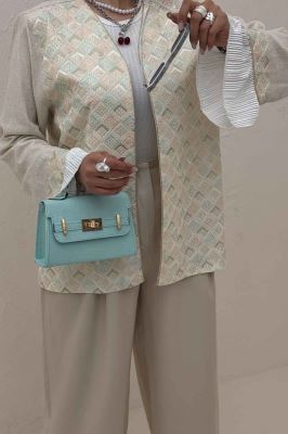 کت سوزن دوزی لینن تیکه ساتن طرح 1