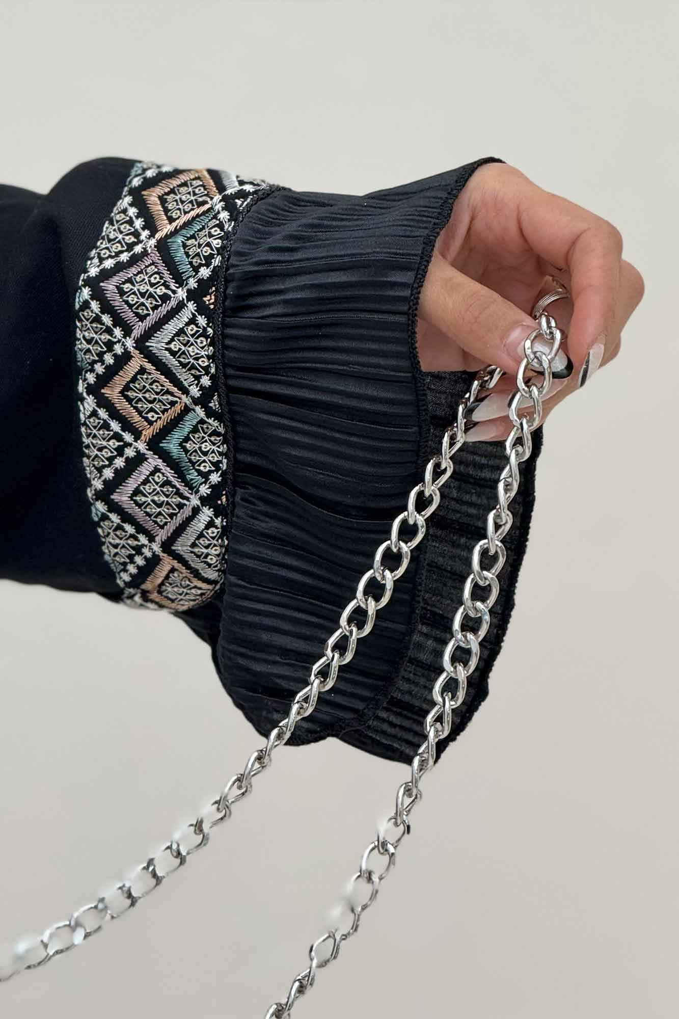 کت سوزن دوزی لینن تیکه ساتن طرح 1