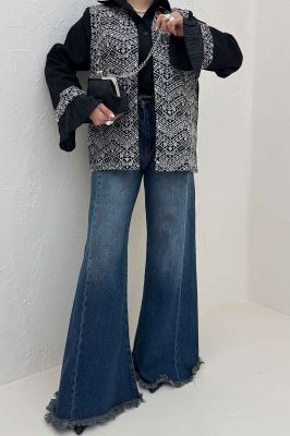 کت سوزن دوزی لینن تیکه ساتن طرح 4