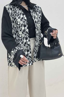 کت سوزن دوزی لینن تیکه ساتن طرح 3