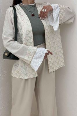 کت سوزن دوزی لینن تیکه ساتن طرح 3