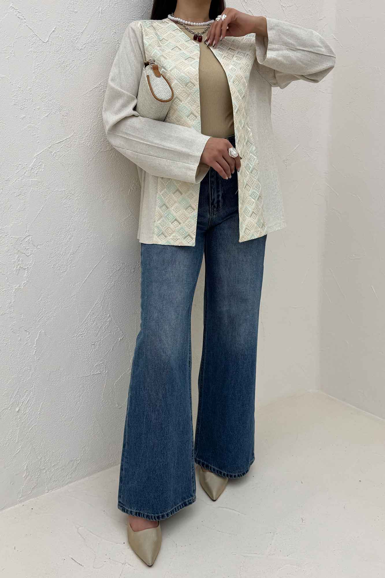 مانتو کتی لینن سوزن دوزی طرح 1