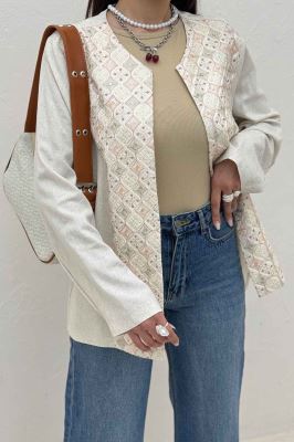 مانتو کتی لینن سوزن دوزی طرح 2