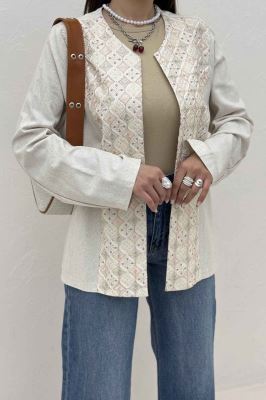 مانتو کتی لینن سوزن دوزی طرح 2