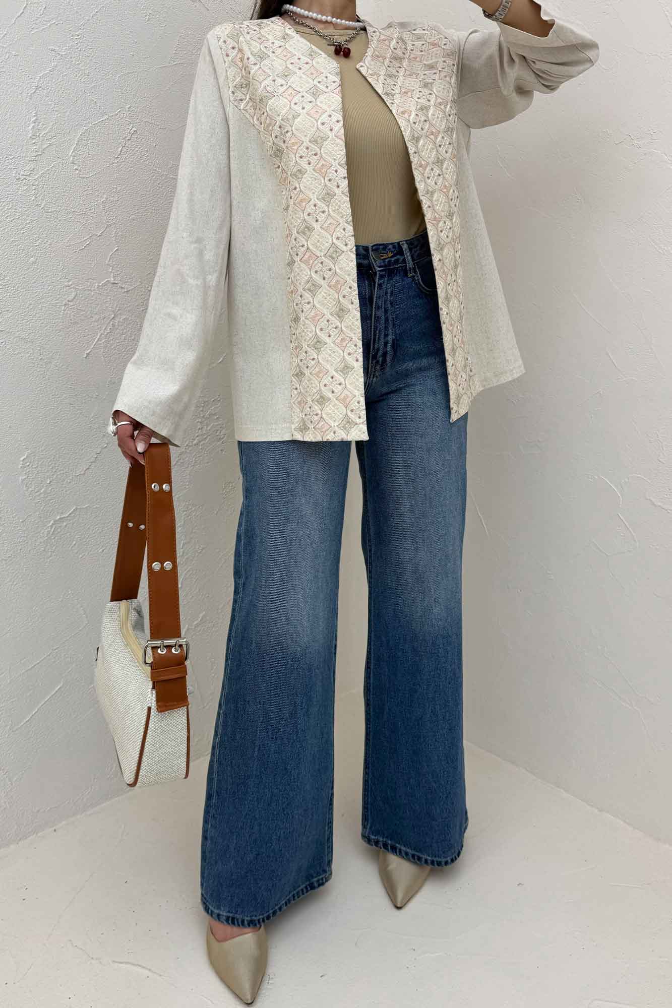 مانتو کتی لینن سوزن دوزی طرح 2