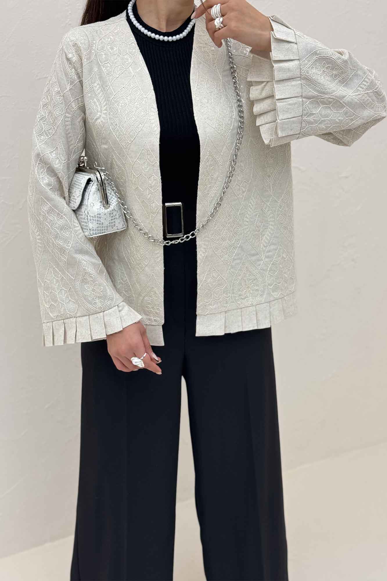 کت سوزن دوزی حاشیه پیلیسه الماس