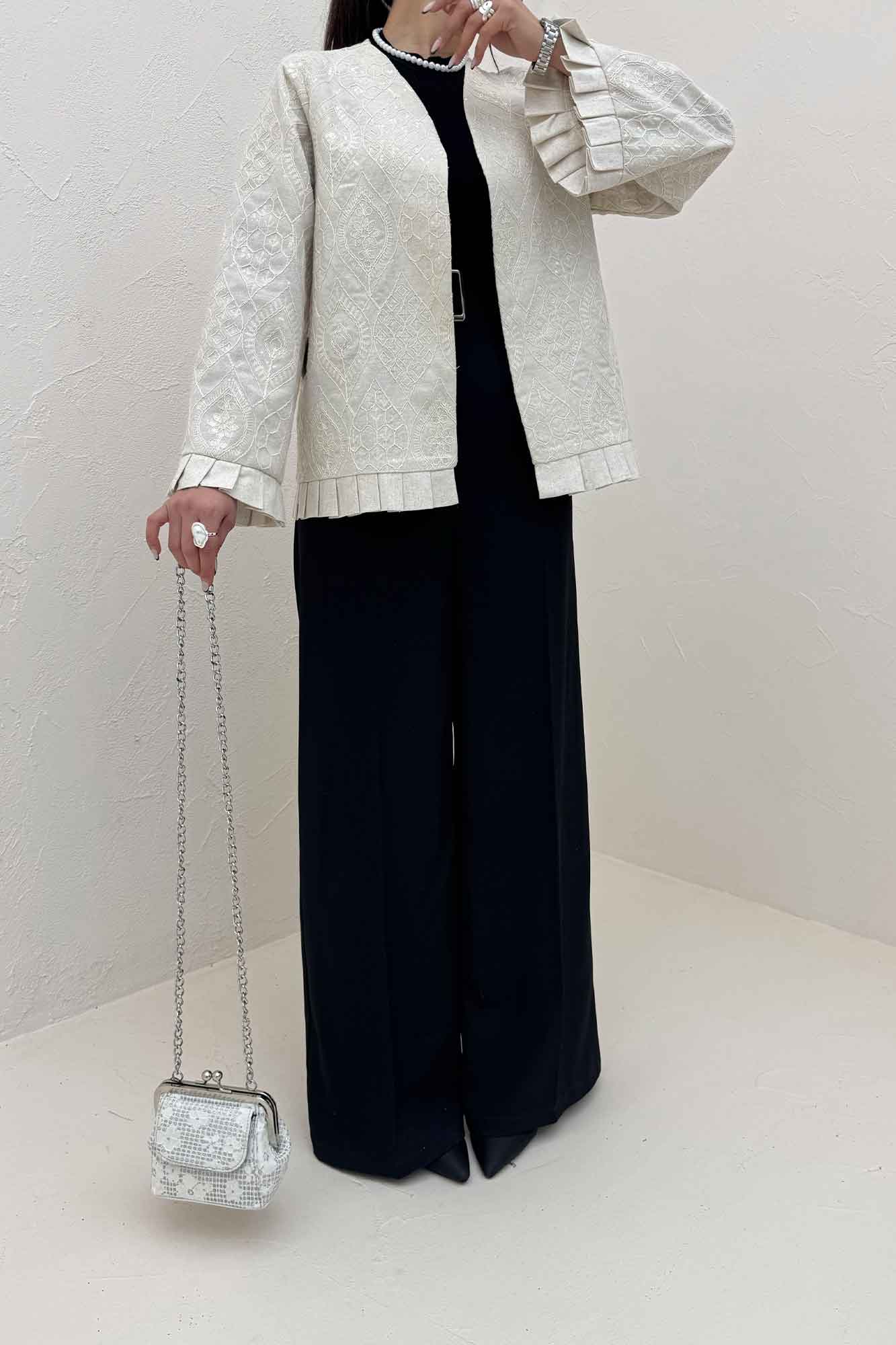 کت سوزن دوزی حاشیه پیلیسه الماس