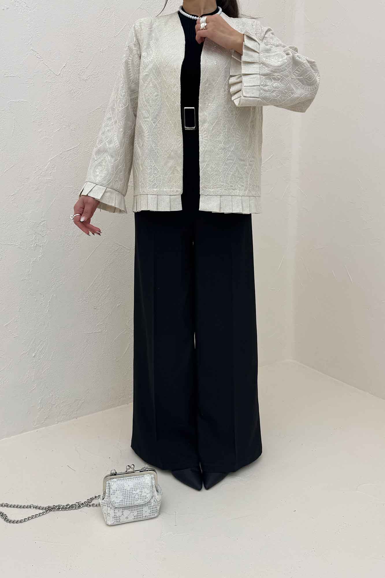 کت سوزن دوزی حاشیه پیلیسه الماس