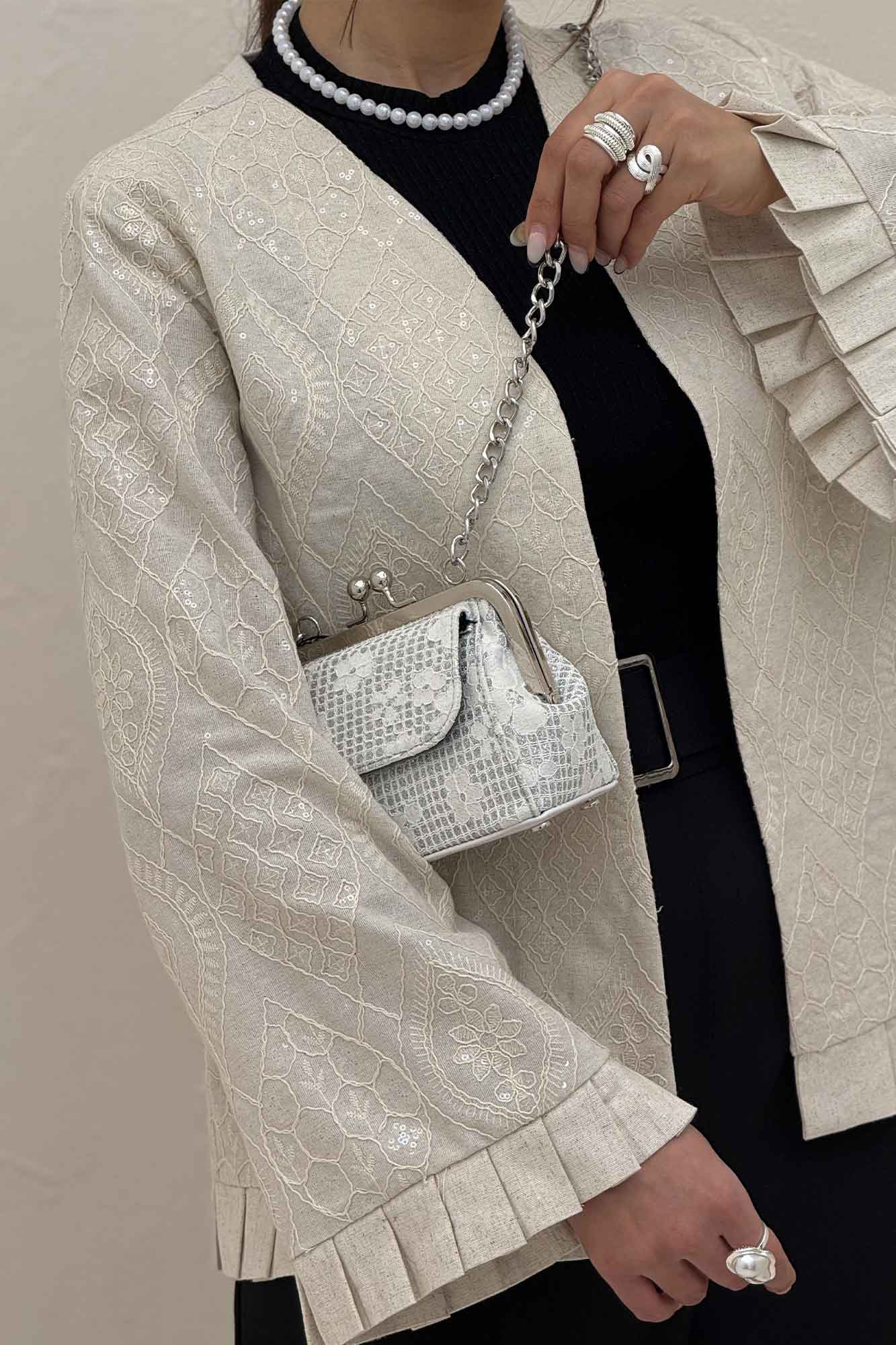 کت سوزن دوزی حاشیه پیلیسه الماس