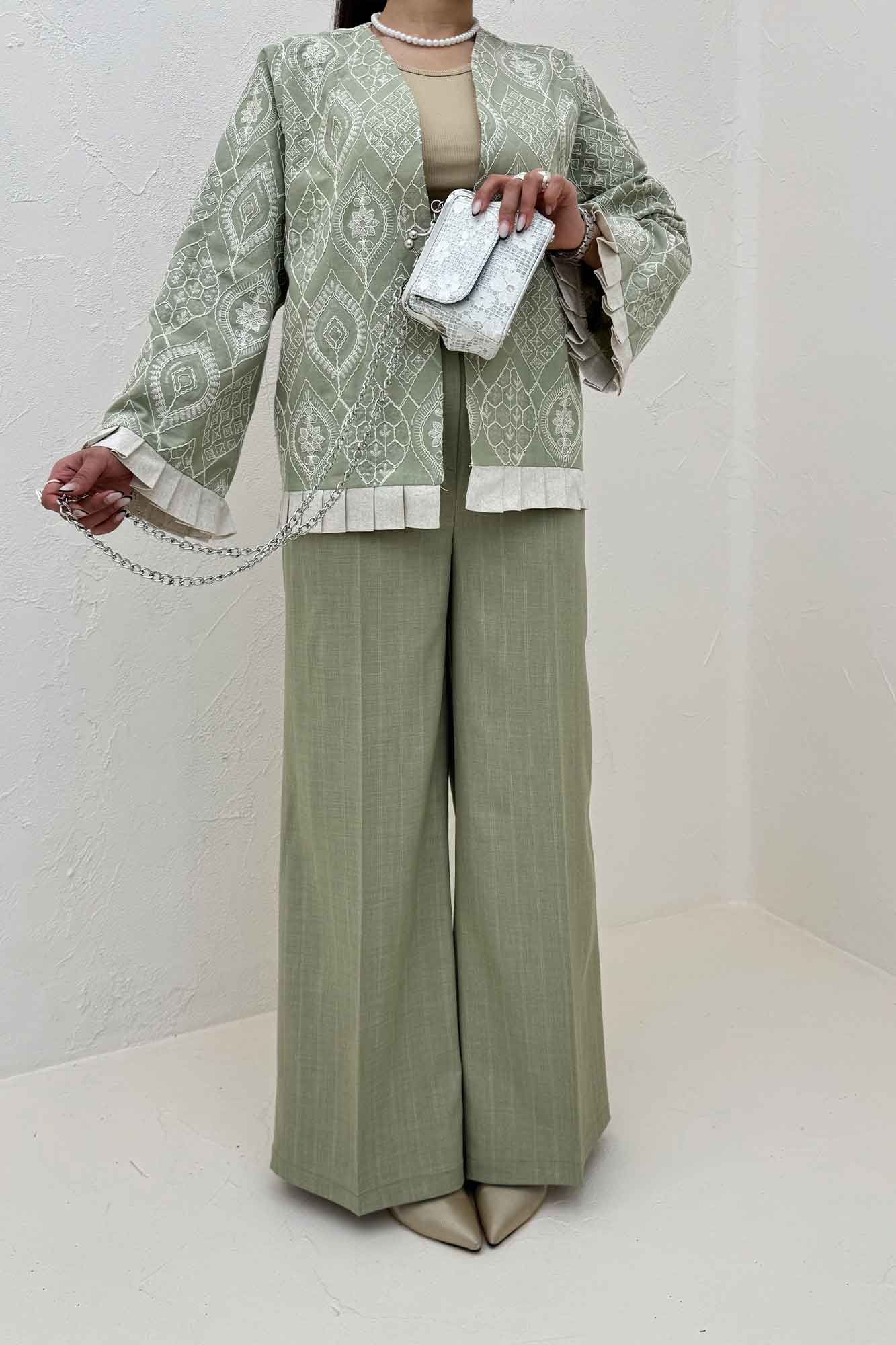 کت سوزن دوزی حاشیه پیلیسه الماس