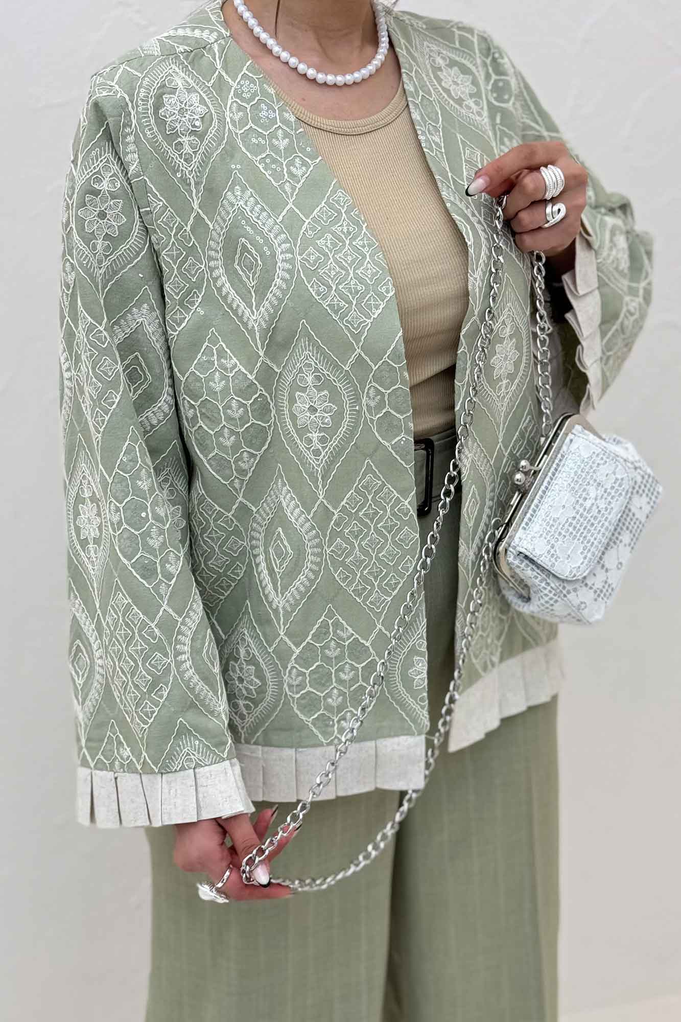 کت سوزن دوزی حاشیه پیلیسه الماس