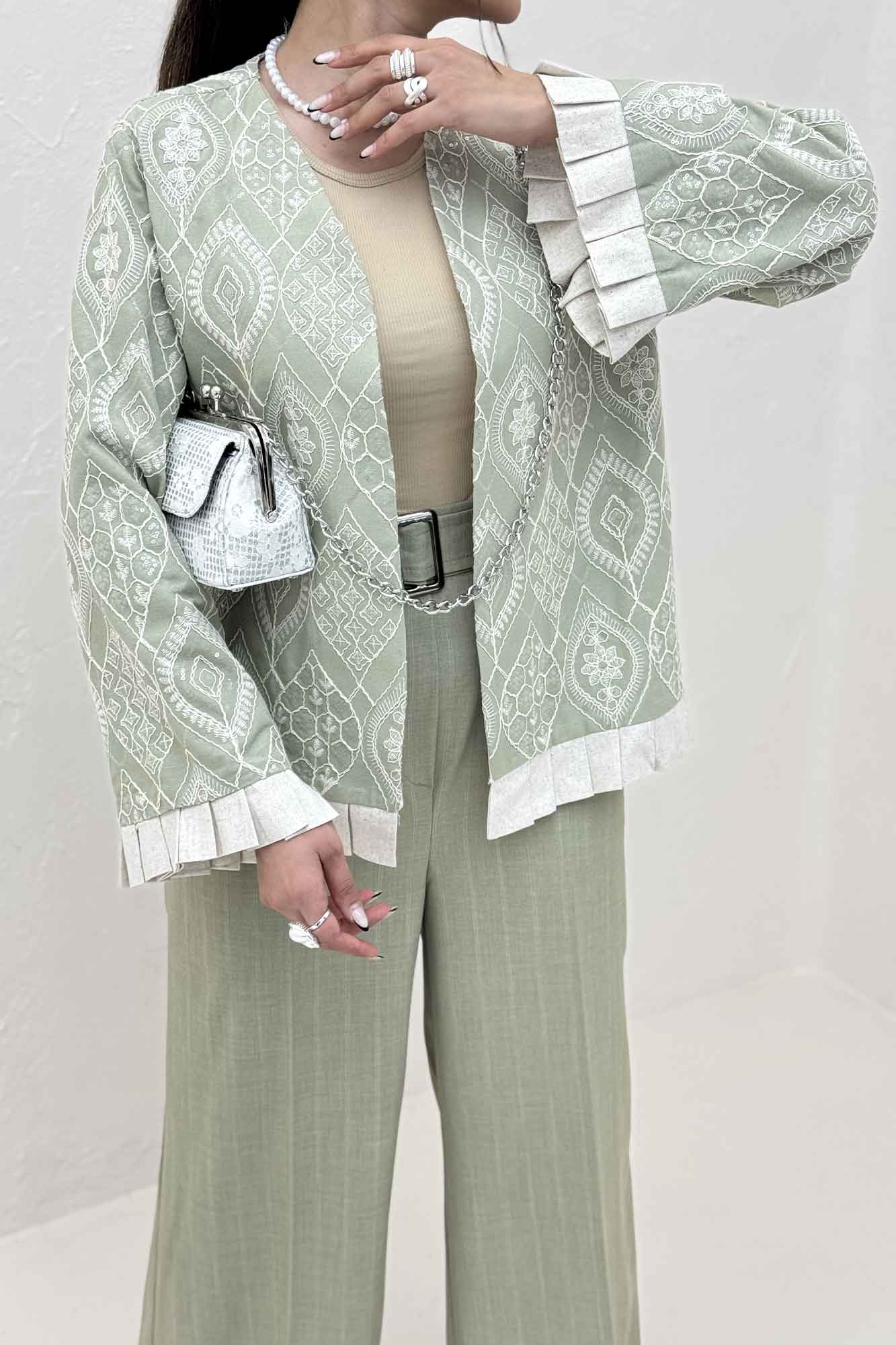 کت سوزن دوزی حاشیه پیلیسه الماس