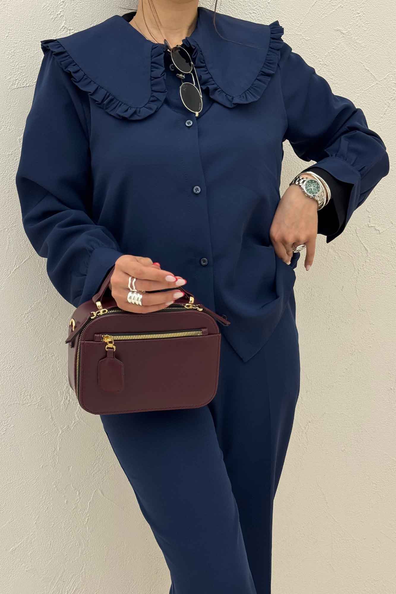 شومیز مانتویی مازراتی یقه ب ب دورچین