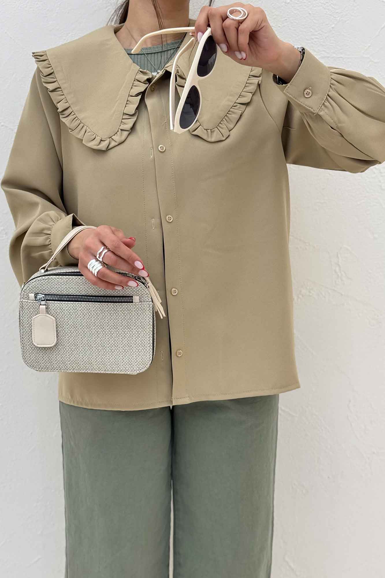 شومیز مانتویی مازراتی یقه ب ب دورچین