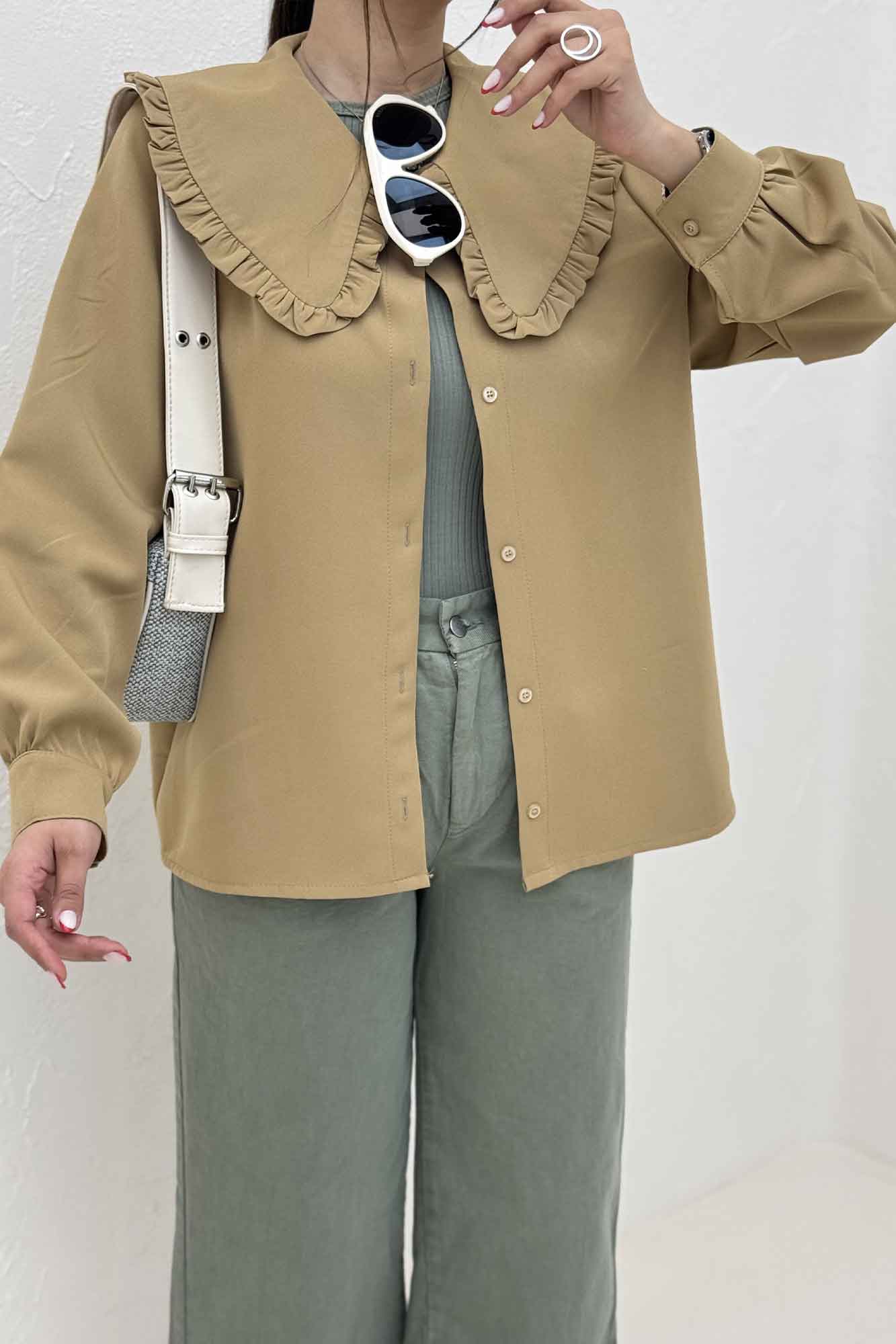 شومیز مانتویی مازراتی یقه ب ب دورچین