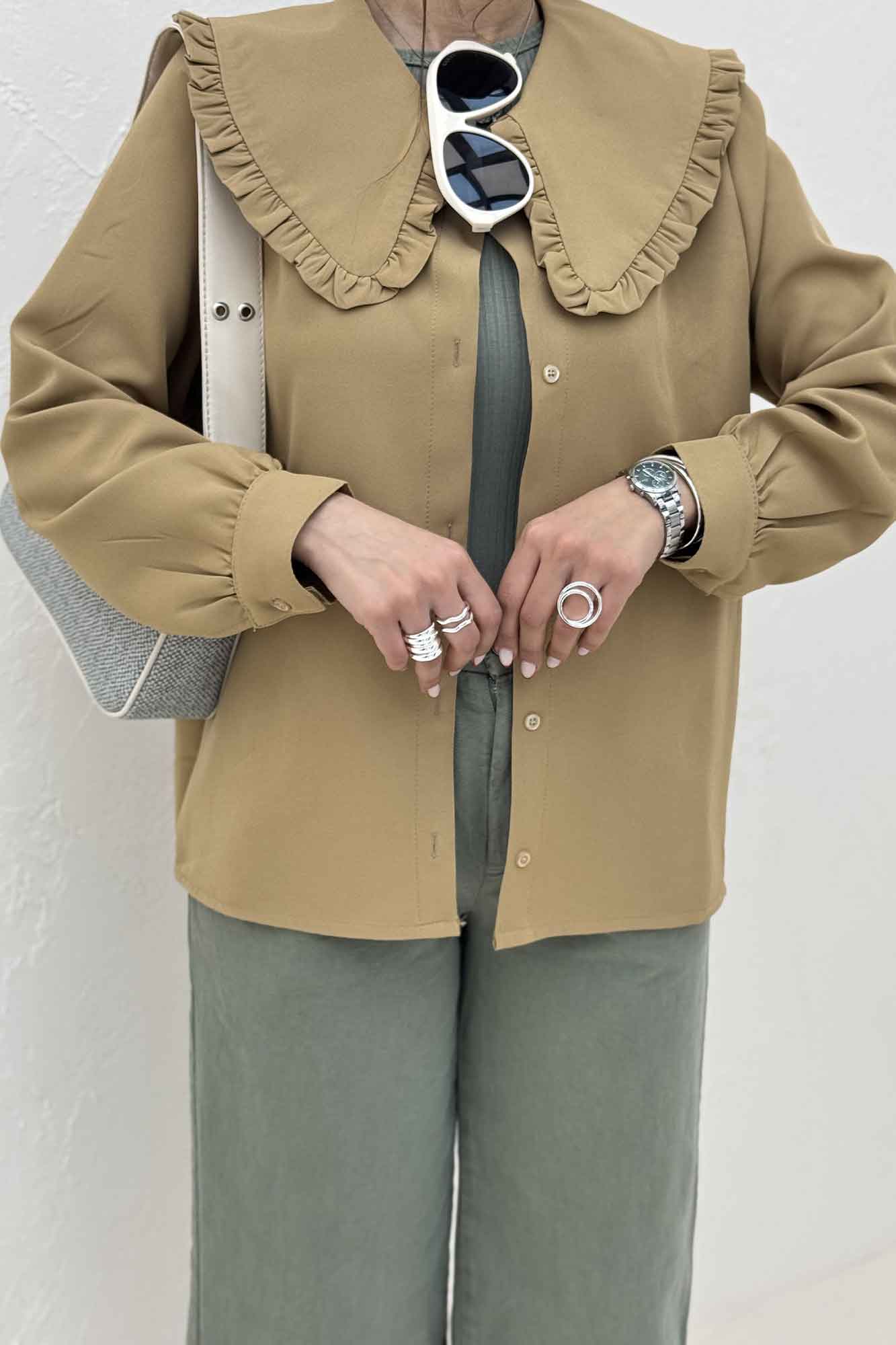 شومیز مانتویی مازراتی یقه ب ب دورچین