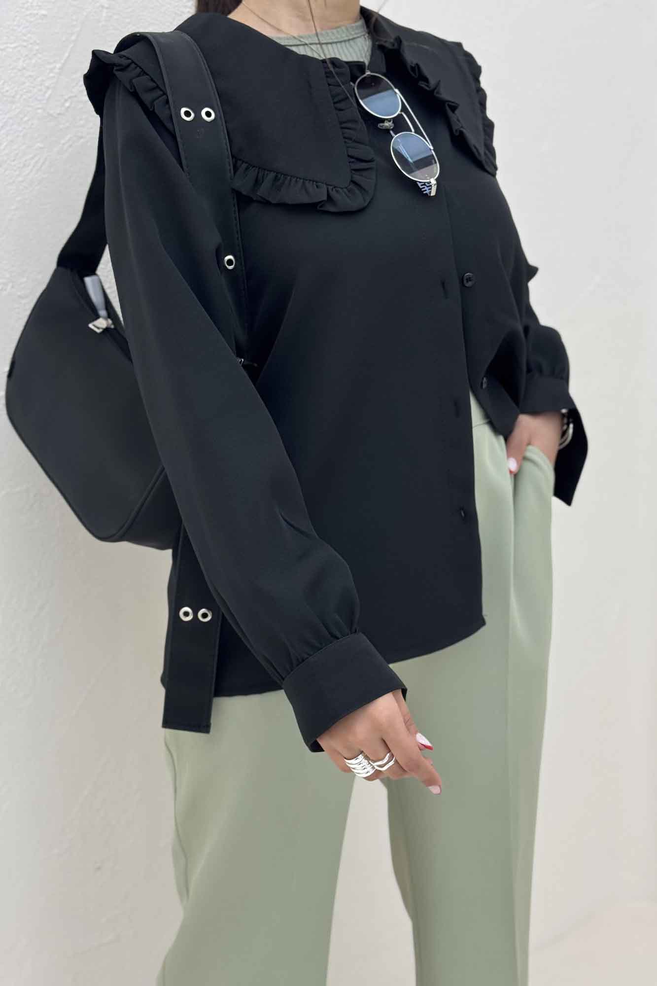 شومیز مانتویی مازراتی یقه ب ب دورچین