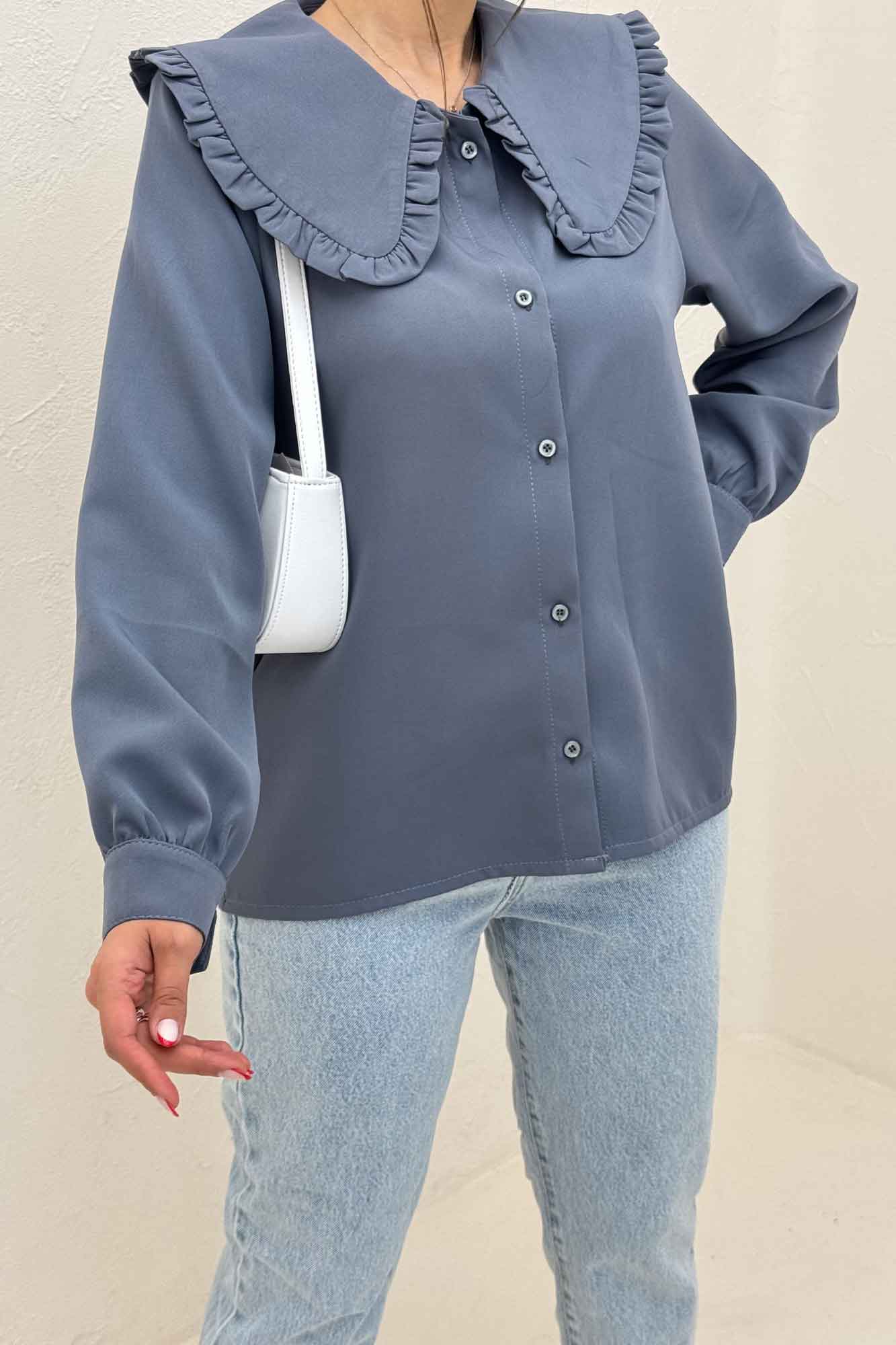 شومیز مانتویی مازراتی یقه ب ب دورچین