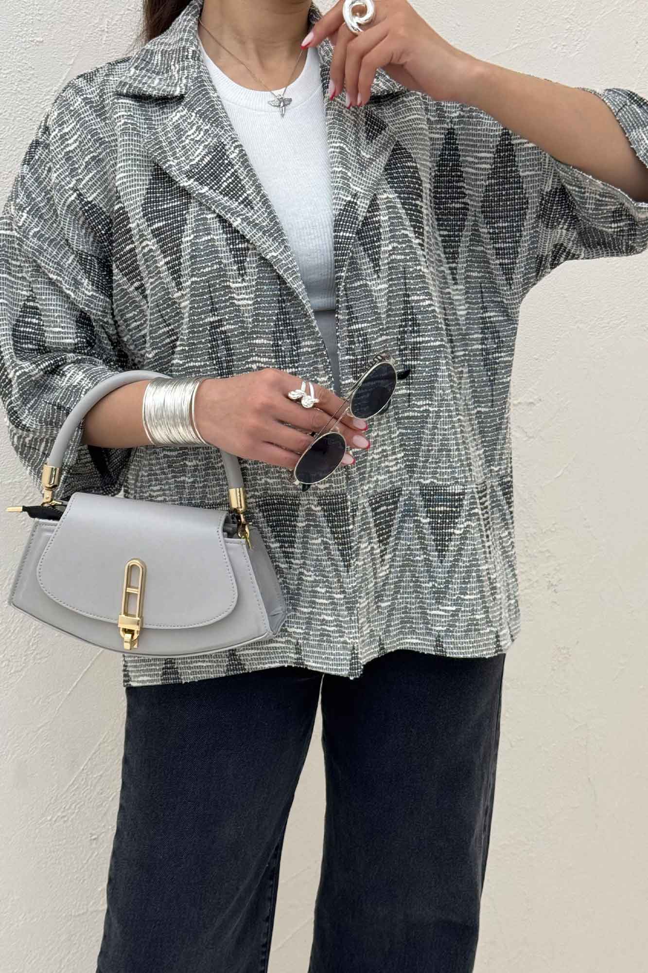 کت آستین سه رب دو دکمه ژاکارد مراکشی