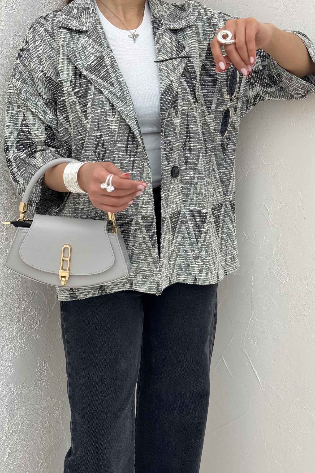 کت آستین سه رب دو دکمه ژاکارد مراکشی