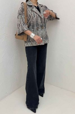 کت آستین سه رب دو دکمه ژاکارد مراکشی