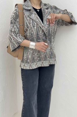 کت آستین سه رب دو دکمه ژاکارد مراکشی