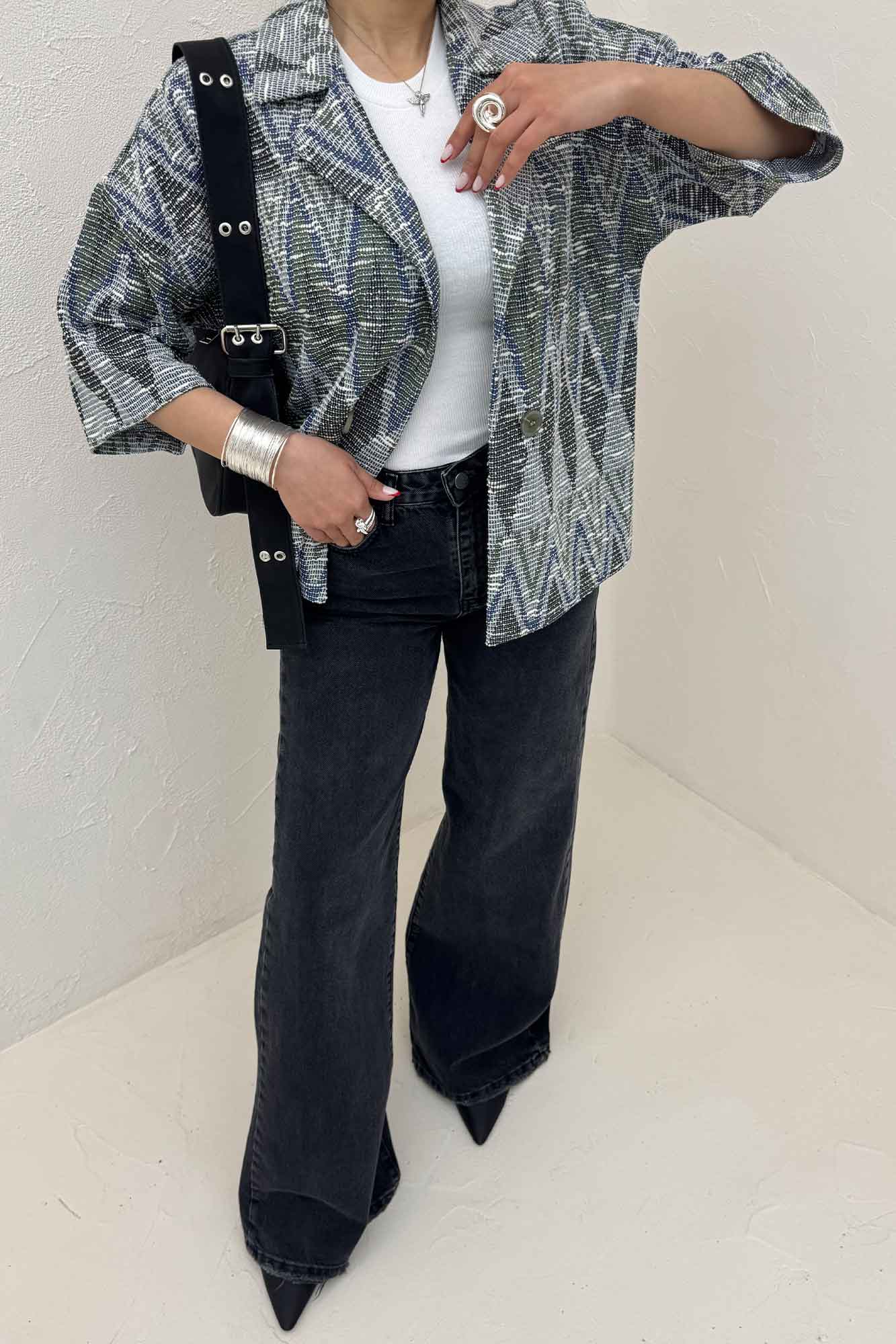 کت آستین سه رب دو دکمه ژاکارد مراکشی