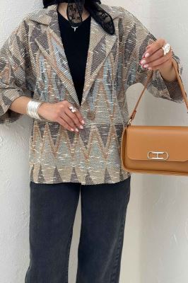 کت آستین سه رب دو دکمه ژاکارد مراکشی