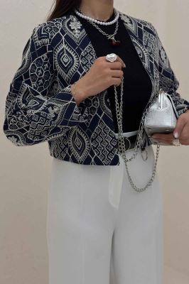 کراپ کت سوزن دوزی مچ دار 