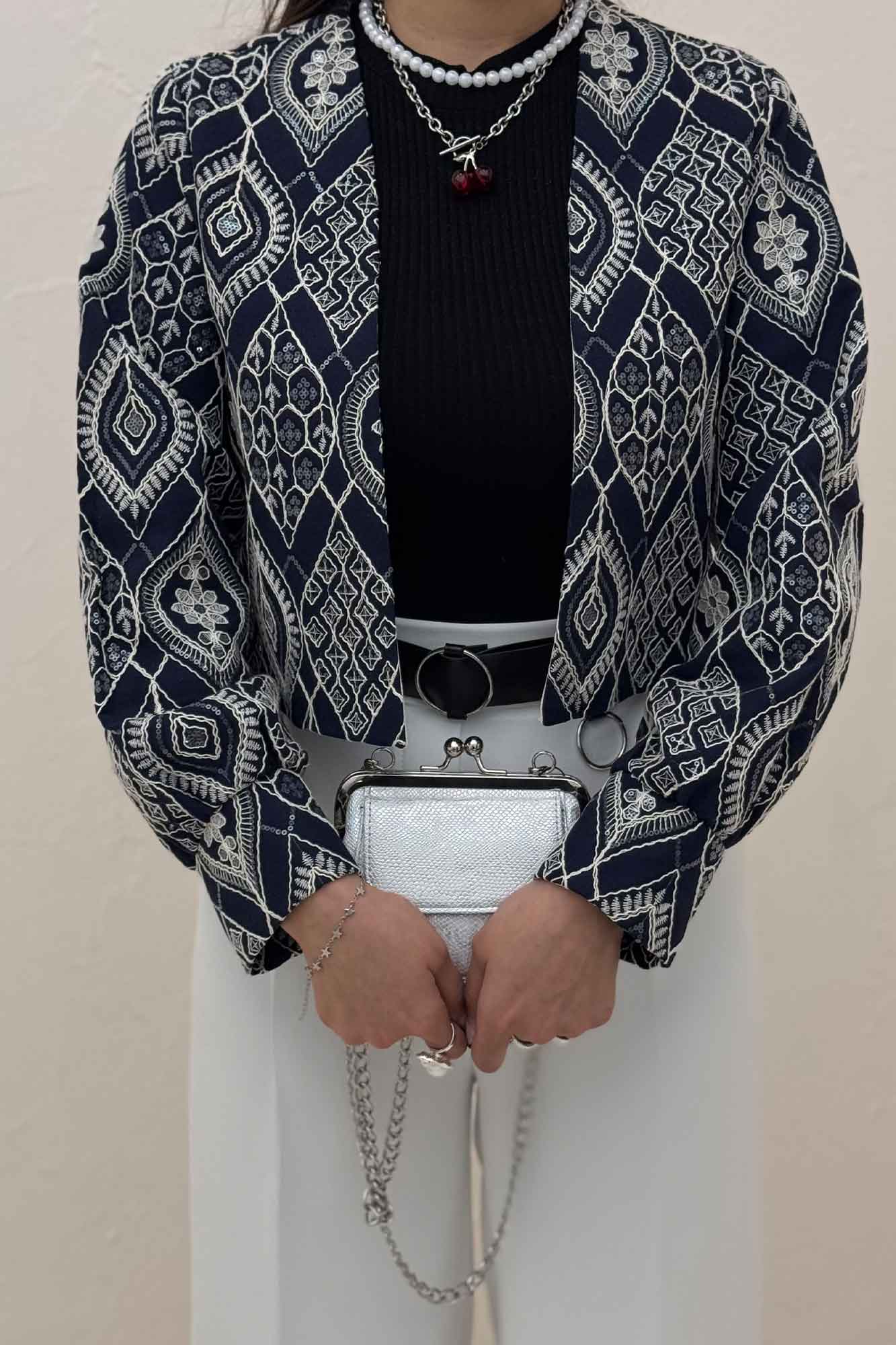 کراپ کت سوزن دوزی مچ دار 