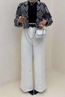 کراپ کت سوزن دوزی مچ دار 