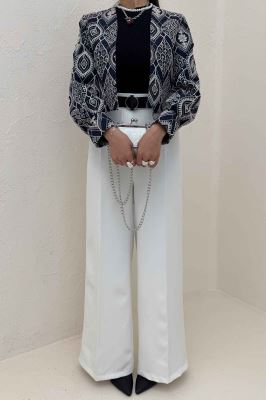 کراپ کت سوزن دوزی مچ دار 