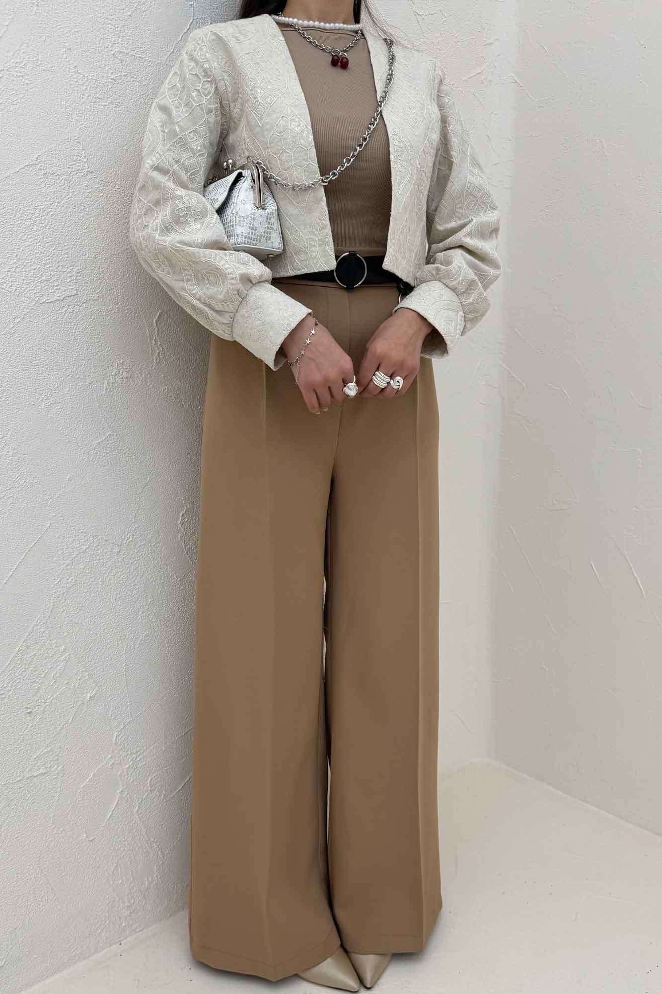 کراپ کت سوزن دوزی مچ دار 