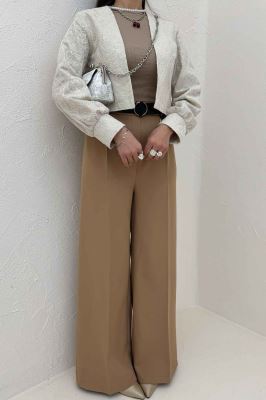 کراپ کت سوزن دوزی مچ دار 