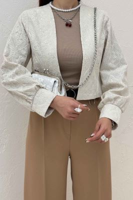 کراپ کت سوزن دوزی مچ دار 