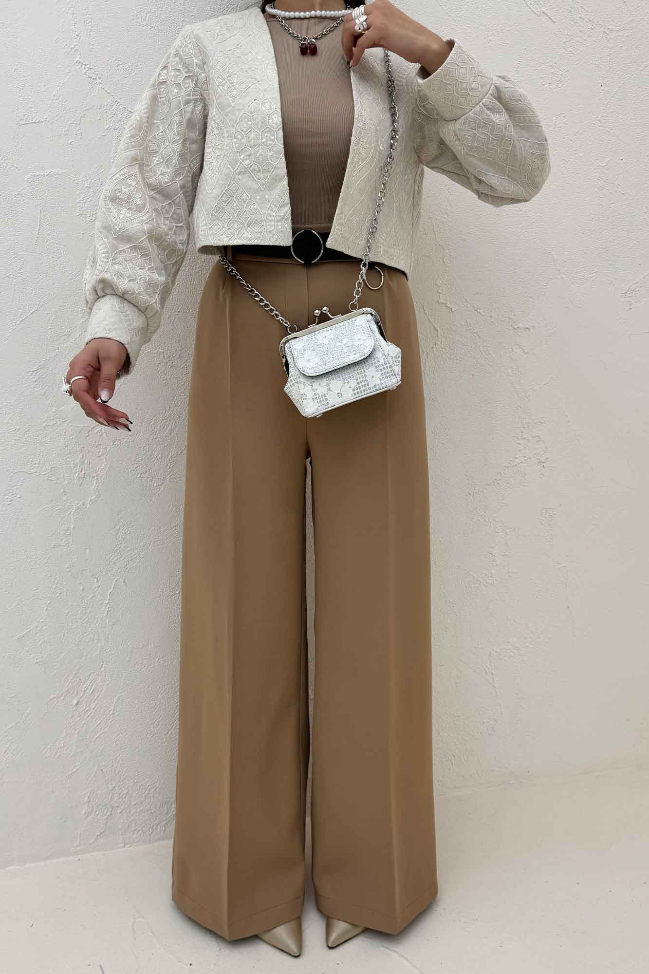 کراپ کت سوزن دوزی مچ دار 