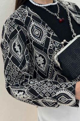 کراپ کت سوزن دوزی مچ دار