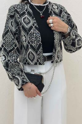 کراپ کت سوزن دوزی مچ دار