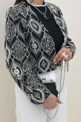 کراپ کت سوزن دوزی مچ دار