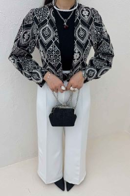 کراپ کت سوزن دوزی مچ دار