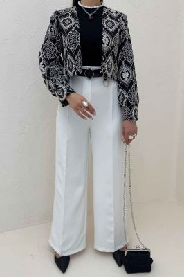 کراپ کت سوزن دوزی مچ دار