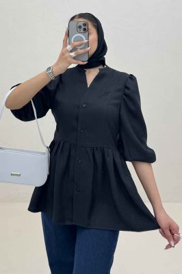 مانتو چین دار یقه هفت شانتون
