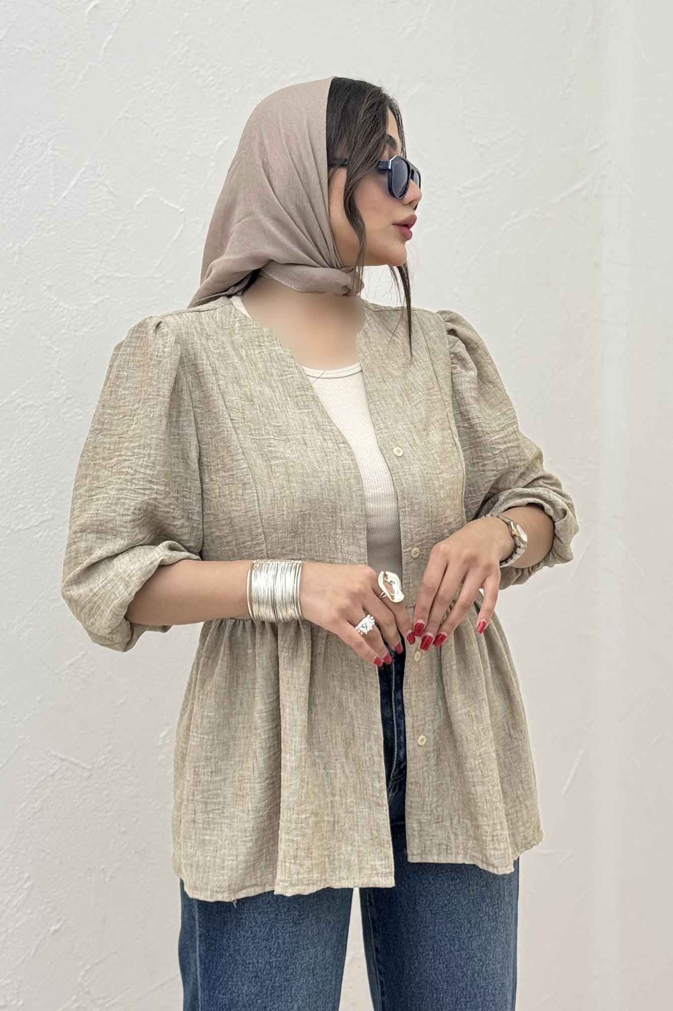 مانتو چین دار یقه هفت شانتون زارا
