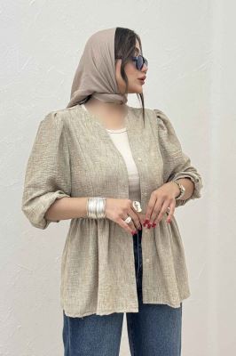 مانتو چین دار یقه هفت شانتون زارا