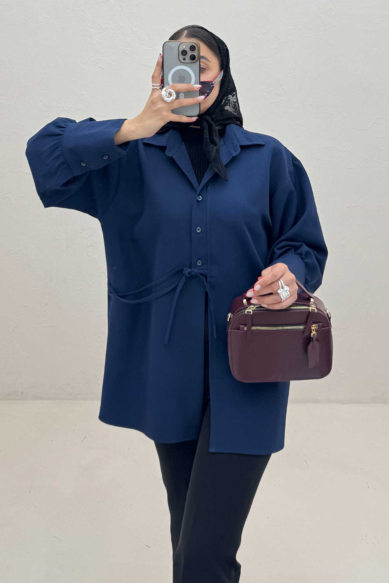 مانتو مازراتی مچ پهن جلو بنددار 